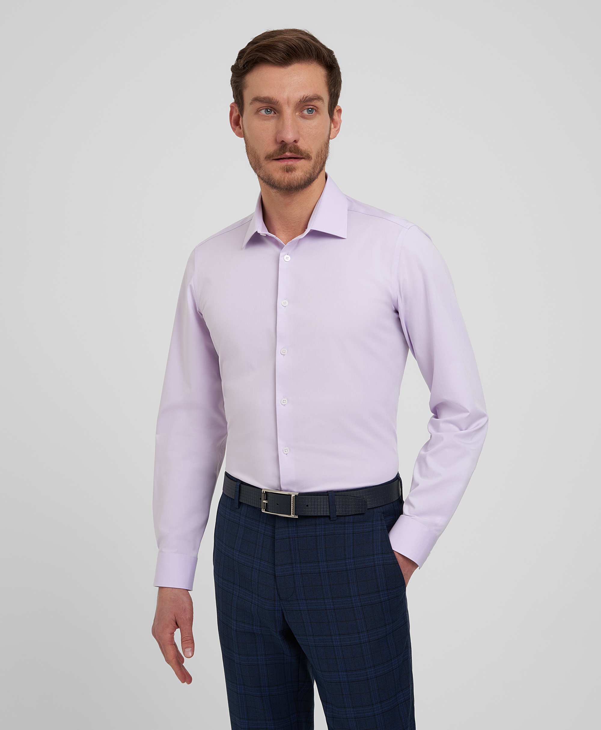 Рубашка прилегающий силуэт HENDERSON SHL-1849-X LILAC