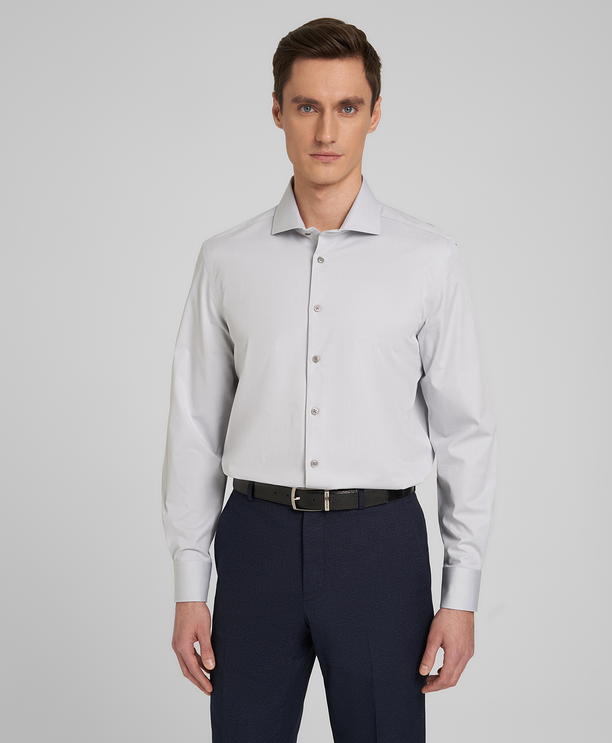 Рубашка прямой силуэт HENDERSON SHL-1850-N LGREY