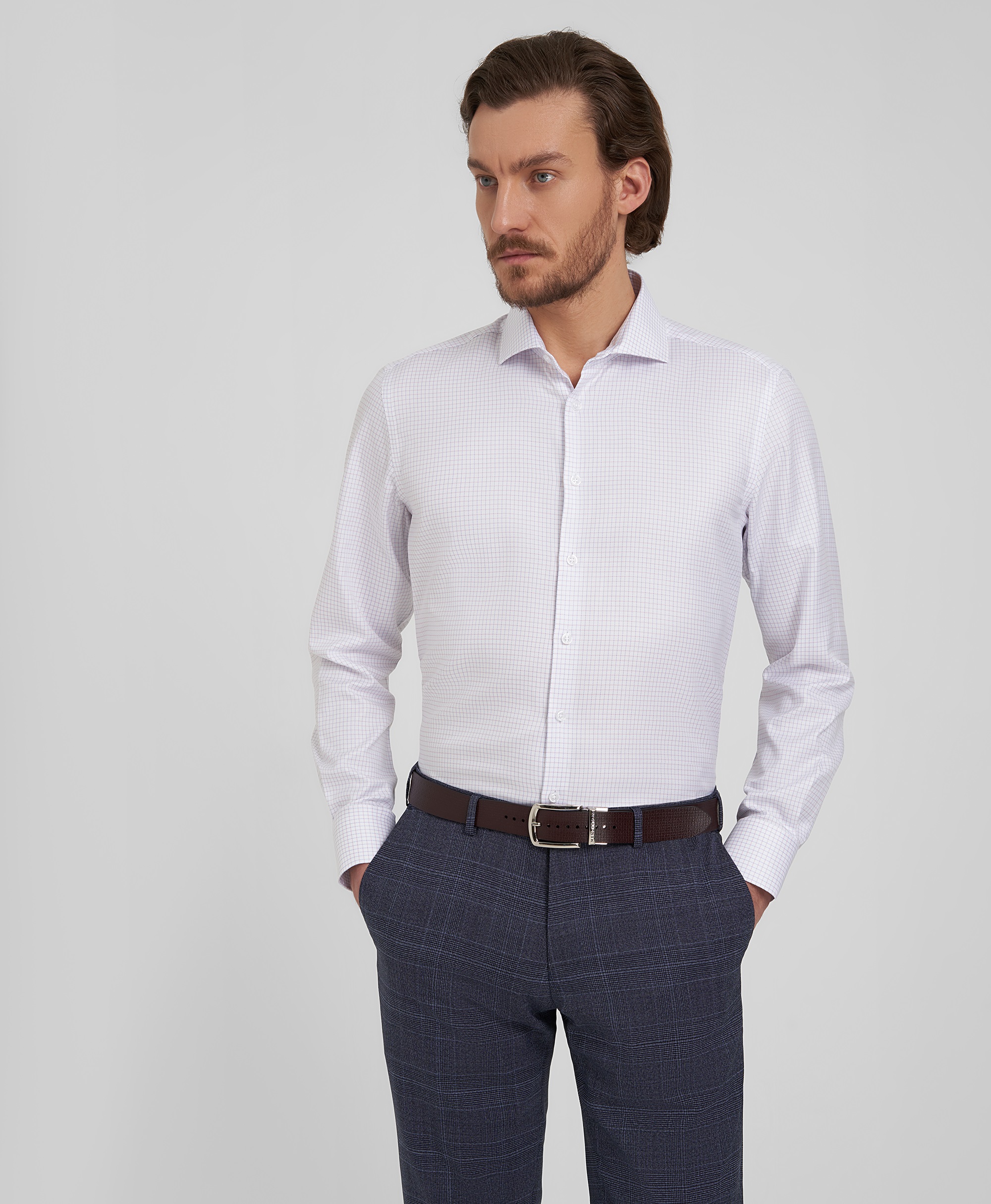 Рубашка прямой силуэт HENDERSON SHL-1859-N LILAC