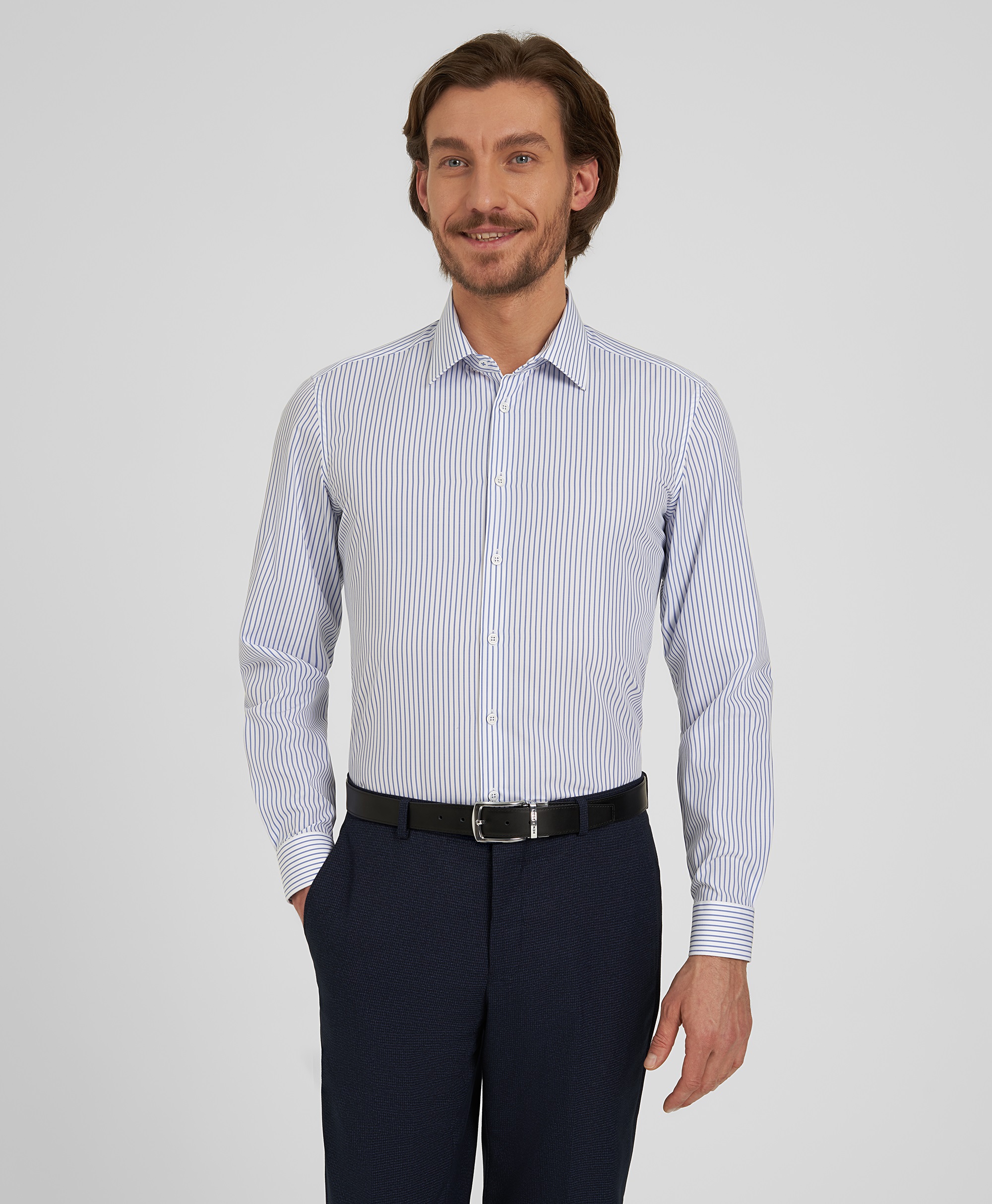 Рубашка прилегающий силуэт HENDERSON SHL-1862-X BLUE