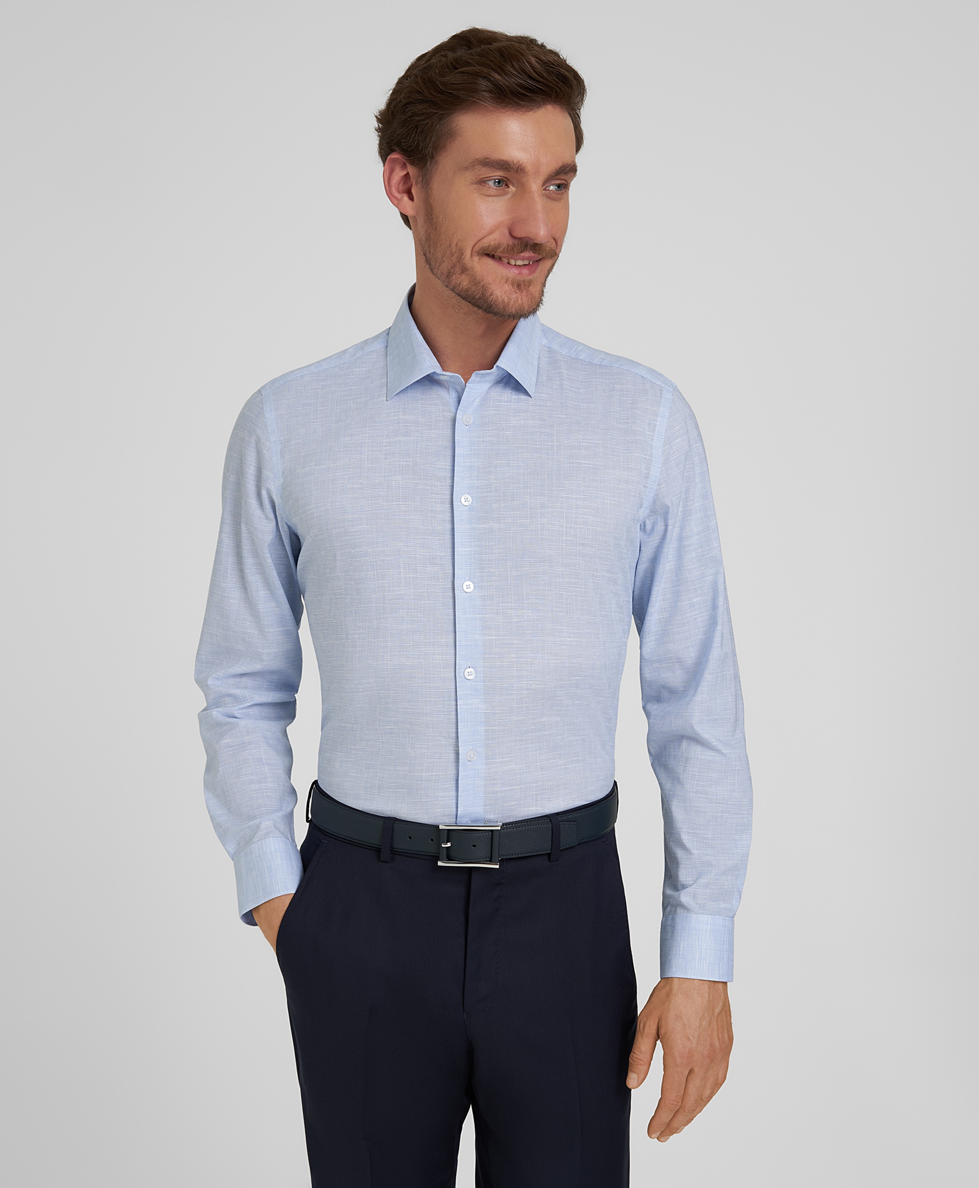 Рубашка полуприлегающий силуэт HENDERSON SHL-1903-S BLUE