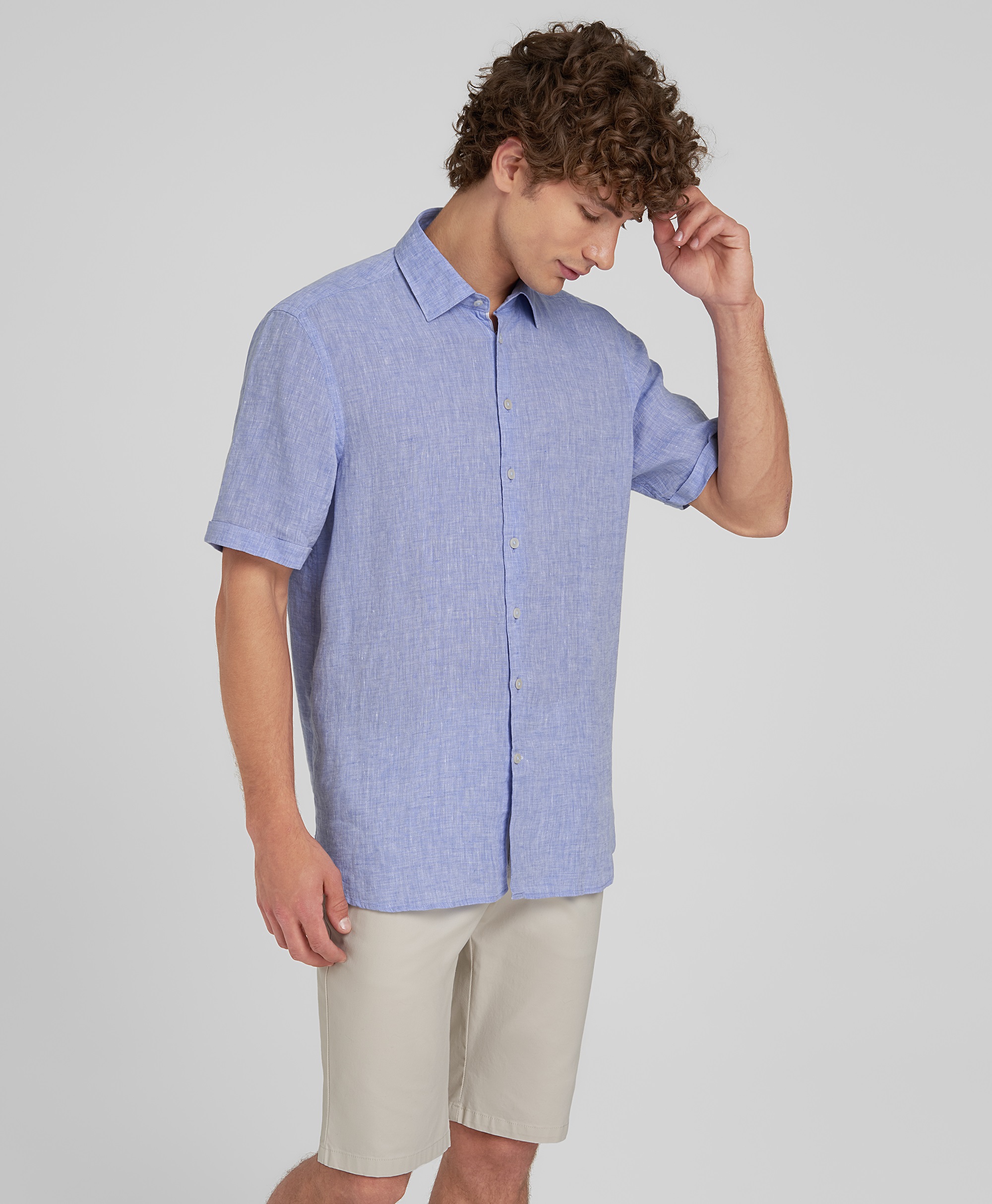 Рубашка прямой силуэт HENDERSON SHS-0605-N BLUE